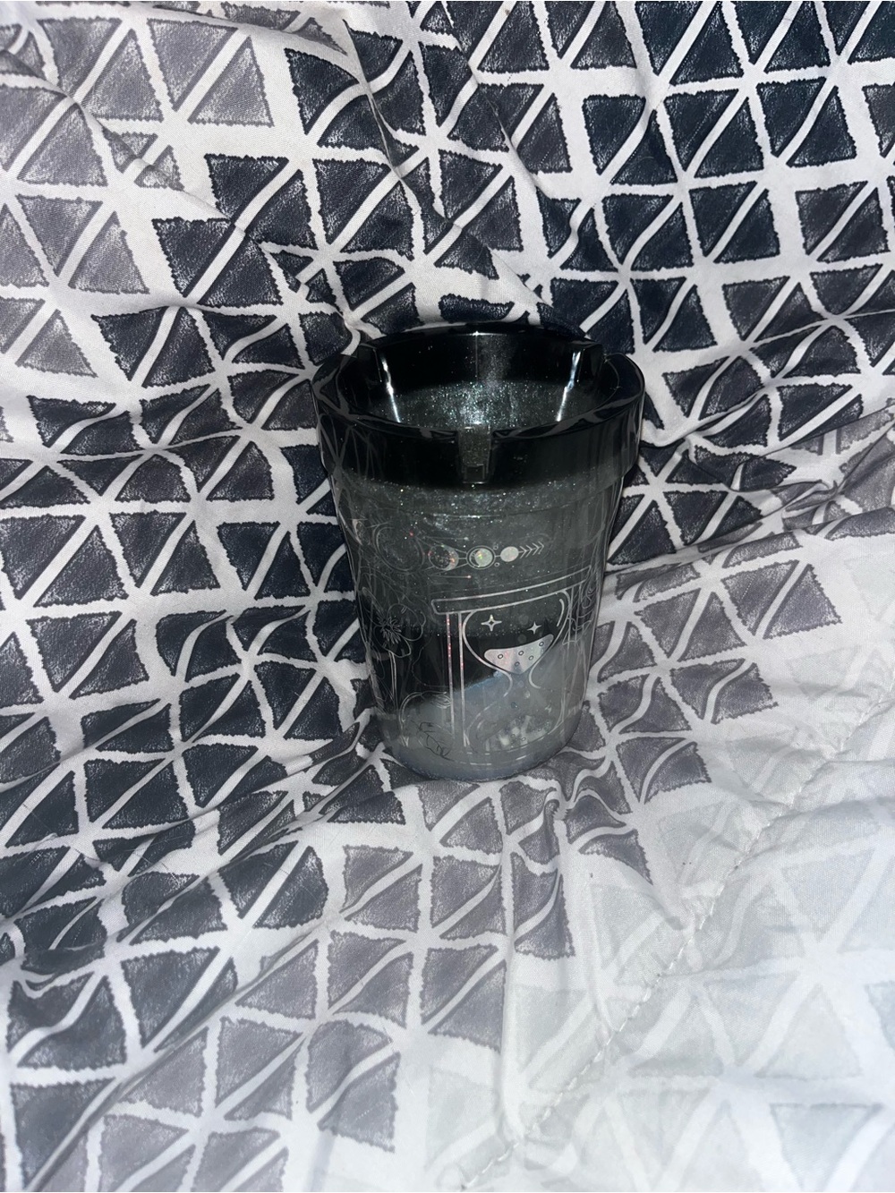 Resin Black Glitter Decorative travel car ashtray cup with Moon & Stars Motif